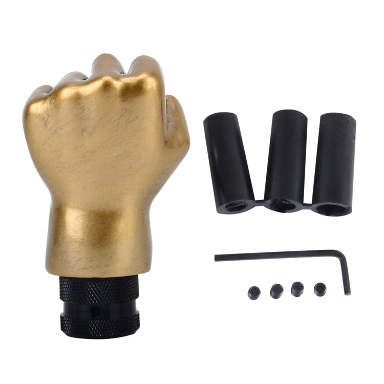 Universal Fist Shape อลูมิเนียมด้วยตนเองหรือเกียร์อัตโนมัติ SHIFT KNOB ใช้งานร่วมกับยางสามครอบคลุม Fit สำหรับรถทั้งหมด, Gold