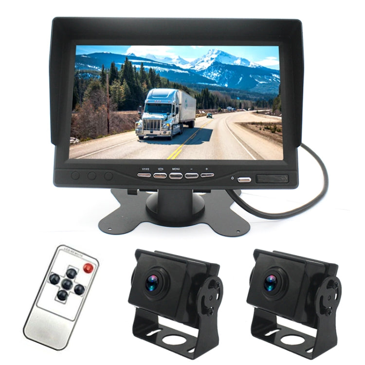 PZ612-2AHD IP67 120 องศารถยนต์ AHD 1080P 2 ล้านพิกเซล 7 นิ้วด้านหน้าและด้านหลังบันทึกคู่ 2 ทิศทางกระจกมองหลัง Night Vision Full Color พร้อมฟังก์ชั่นวิดีโอ, PZ612-2AHD