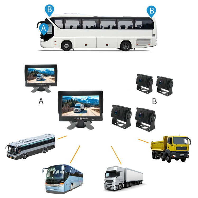 PZ612-2AHD IP67 120 องศารถยนต์ AHD 1080P 2 ล้านพิกเซล 7 นิ้วด้านหน้าและด้านหลังบันทึกคู่ 2 ทิศทางกระจกมองหลัง Night Vision Full Color พร้อมฟังก์ชั่นวิดีโอ, PZ612-2AHD