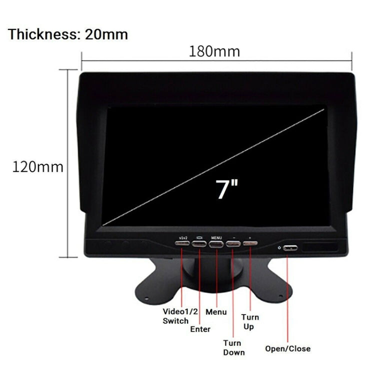 PZ612-2AHD IP67 120 องศารถยนต์ AHD 1080P 2 ล้านพิกเซล 7 นิ้วด้านหน้าและด้านหลังบันทึกคู่ 2 ทิศทางกระจกมองหลัง Night Vision Full Color พร้อมฟังก์ชั่นวิดีโอ, PZ612-2AHD