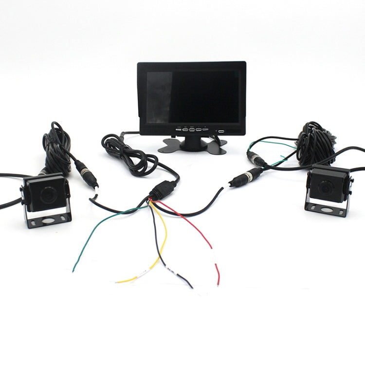 PZ612-2AHD IP67 120 องศารถยนต์ AHD 1080P 2 ล้านพิกเซล 7 นิ้วด้านหน้าและด้านหลังบันทึกคู่ 2 ทิศทางกระจกมองหลัง Night Vision Full Color พร้อมฟังก์ชั่นวิดีโอ, PZ612-2AHD