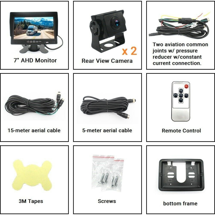 PZ612-2AHD IP67 120 องศารถยนต์ AHD 1080P 2 ล้านพิกเซล 7 นิ้วด้านหน้าและด้านหลังบันทึกคู่ 2 ทิศทางกระจกมองหลัง Night Vision Full Color พร้อมฟังก์ชั่นวิดีโอ, PZ612-2AHD