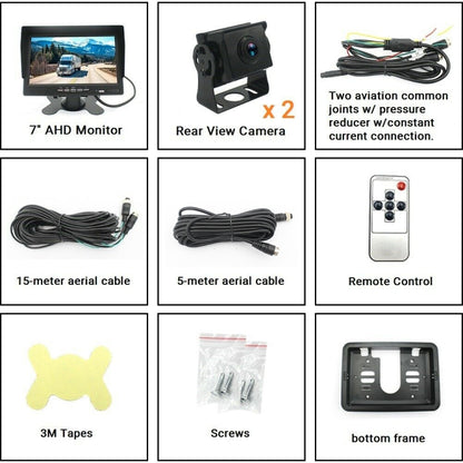 PZ612-2AHD IP67 120 องศารถยนต์ AHD 1080P 2 ล้านพิกเซล 7 นิ้วด้านหน้าและด้านหลังบันทึกคู่ 2 ทิศทางกระจกมองหลัง Night Vision Full Color พร้อมฟังก์ชั่นวิดีโอ, PZ612-2AHD