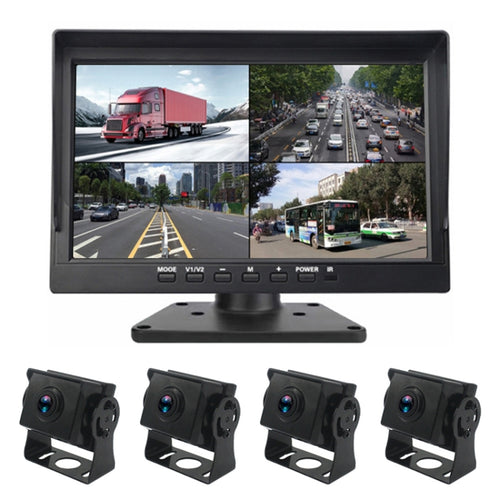 PZ612-4AHD IP67 120 องศารถยนต์ AHD 1080P 2 ล้านพิกเซล 10 นิ้ว 4-Way Rearview Mirror Monitor, night Vision Full Color พร้อมฟังก์ชั่นวิดีโอ, PZ612-4AHD