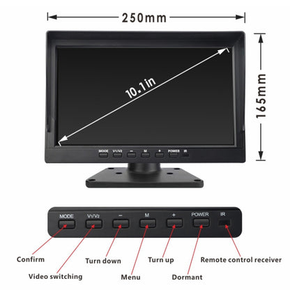 PZ612-4AHD IP67 120 องศารถยนต์ AHD 1080P 2 ล้านพิกเซล 10 นิ้ว 4-Way Rearview Mirror Monitor, night Vision Full Color พร้อมฟังก์ชั่นวิดีโอ, PZ612-4AHD