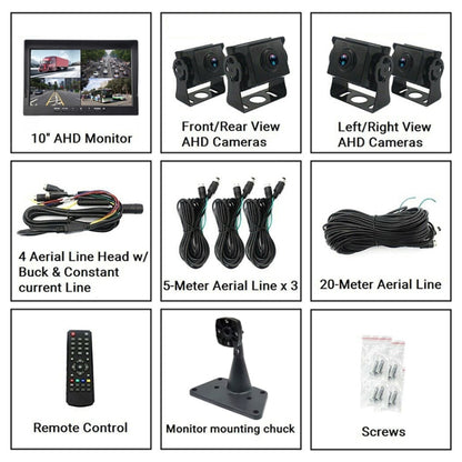 PZ612-4AHD IP67 120 องศารถยนต์ AHD 1080P 2 ล้านพิกเซล 10 นิ้ว 4-Way Rearview Mirror Monitor, night Vision Full Color พร้อมฟังก์ชั่นวิดีโอ, PZ612-4AHD