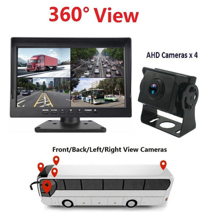 PZ612-4AHD IP67 120 องศารถยนต์ AHD 1080P 2 ล้านพิกเซล 10 นิ้ว 4-Way Rearview Mirror Monitor, night Vision Full Color พร้อมฟังก์ชั่นวิดีโอ, PZ612-4AHD