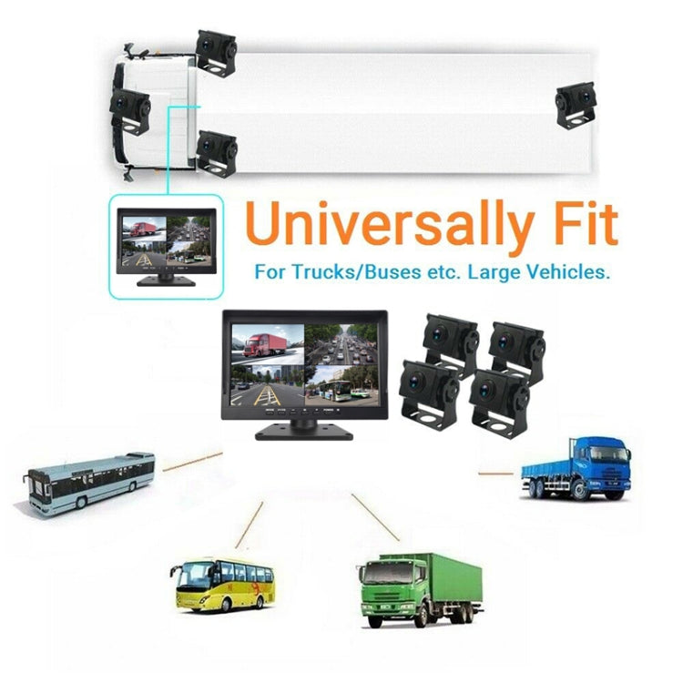 PZ612-4AHD IP67 120 องศารถยนต์ AHD 1080P 2 ล้านพิกเซล 10 นิ้ว 4-Way Rearview Mirror Monitor, night Vision Full Color พร้อมฟังก์ชั่นวิดีโอ, PZ612-4AHD
