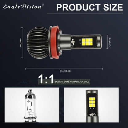 2 ชิ้น EV15 H8 / H11 DC9-32V / 6 วัตต์ / IP67 รถยนต์ LED ไฟตัดหมอกสองสี, แสงสีขาวเย็น + แสงสีเหลืองอำพัน, EV15 H8 / H11