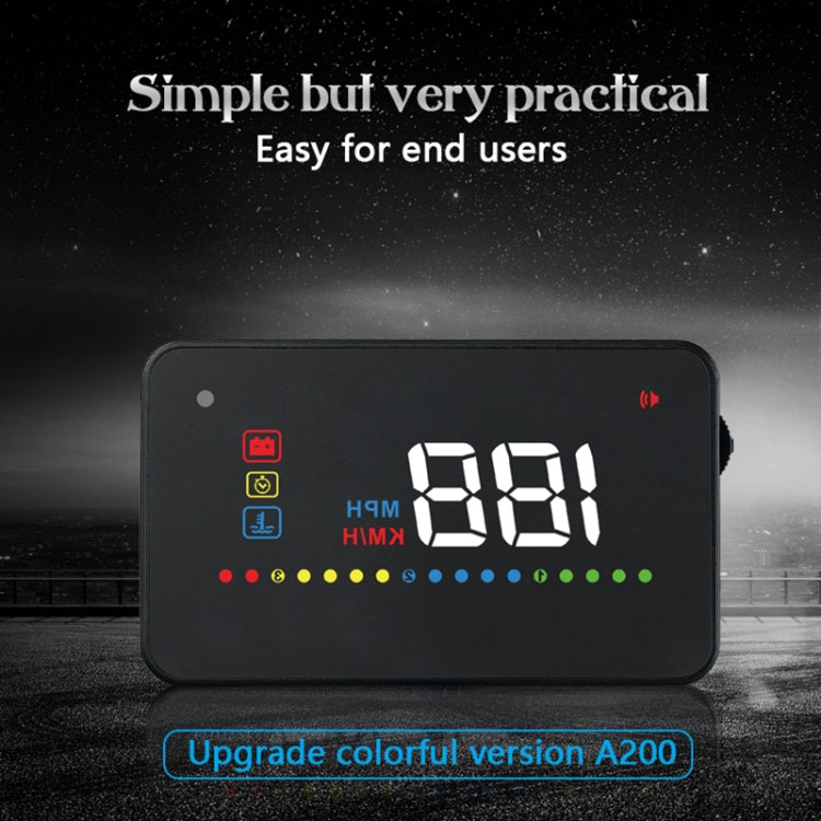 A200 OBD2 3.5 นิ้วระบบรักษาความปลอดภัยจอแสดงผล Head Up ที่ติดตั้งบนยานพาหนะ, รองรับความเร็วรถ / การแสดงความเร็วรอบเครื่องยนต์ / อุณหภูมิของน้ำ / แรงดันไฟฟ้า, A200