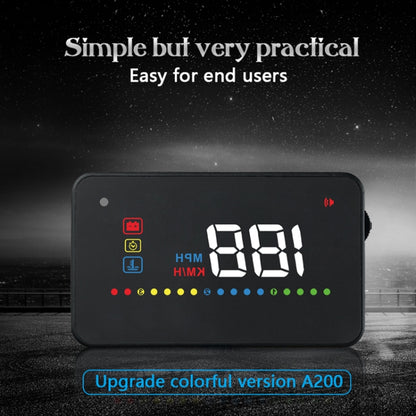 A200 OBD2 3.5 นิ้วระบบรักษาความปลอดภัยจอแสดงผล Head Up ที่ติดตั้งบนยานพาหนะ, รองรับความเร็วรถ / การแสดงความเร็วรอบเครื่องยนต์ / อุณหภูมิของน้ำ / แรงดันไฟฟ้า, A200