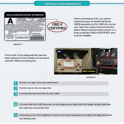 A200 OBD2 3.5 นิ้วระบบรักษาความปลอดภัยจอแสดงผล Head Up ที่ติดตั้งบนยานพาหนะ, รองรับความเร็วรถ / การแสดงความเร็วรอบเครื่องยนต์ / อุณหภูมิของน้ำ / แรงดันไฟฟ้า, A200