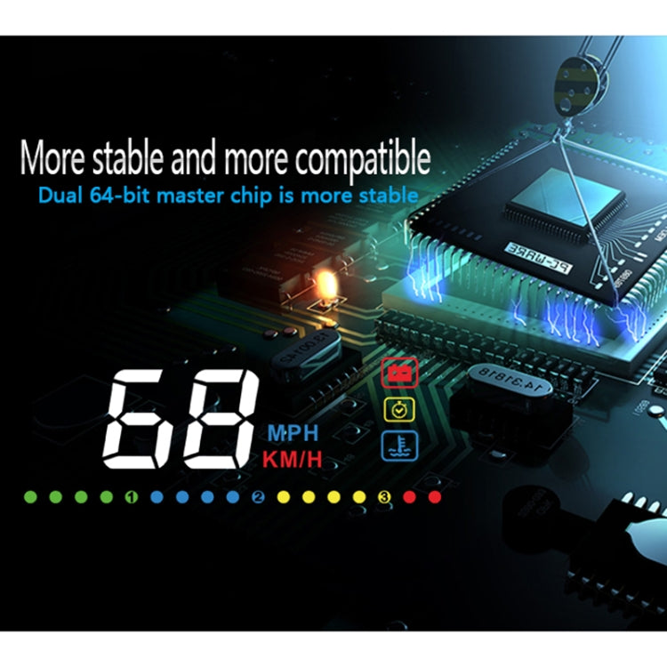 A200 OBD2 3.5 นิ้วระบบรักษาความปลอดภัยจอแสดงผล Head Up ที่ติดตั้งบนยานพาหนะ, รองรับความเร็วรถ / การแสดงความเร็วรอบเครื่องยนต์ / อุณหภูมิของน้ำ / แรงดันไฟฟ้า, A200