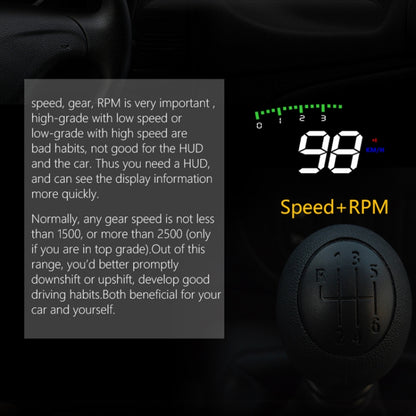 A900 OBD2 3.5 นิ้วระบบรักษาความปลอดภัยจอแสดงผล Head Up ที่ติดตั้งบนยานพาหนะ, รองรับความเร็วรถ / การแสดงความเร็วรอบเครื่องยนต์ / อุณหภูมิของน้ำ / แรงดันไฟฟ้า / ระยะทางในการขับขี่, A900