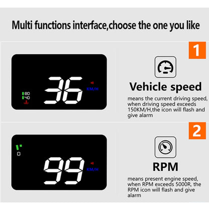 A900 OBD2 3.5 นิ้วระบบรักษาความปลอดภัยจอแสดงผล Head Up ที่ติดตั้งบนยานพาหนะ, รองรับความเร็วรถ / การแสดงความเร็วรอบเครื่องยนต์ / อุณหภูมิของน้ำ / แรงดันไฟฟ้า / ระยะทางในการขับขี่, A900