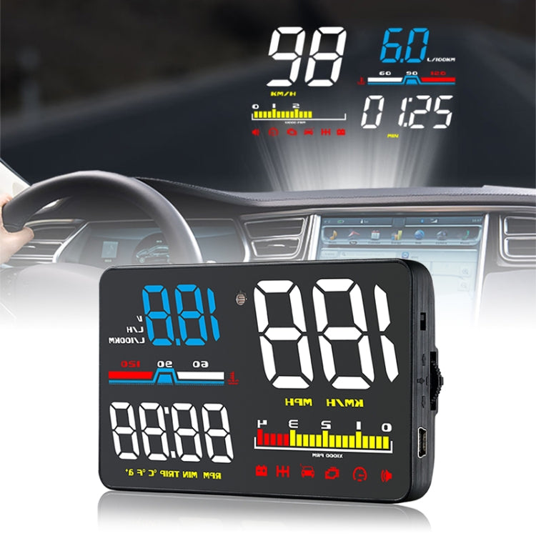 D5000 OBD2 5 นิ้วติดรถยนต์ Head Up Display ระบบรักษาความปลอดภัย, รองรับความเร็วรถ / เครื่องยนต์แสดงความเร็วรอบ / อุณหภูมิของน้ำ / แรงดันแบตเตอรี่ / รหัสการตรวจจับและกำจัดข้อผิดพลาด, D5000