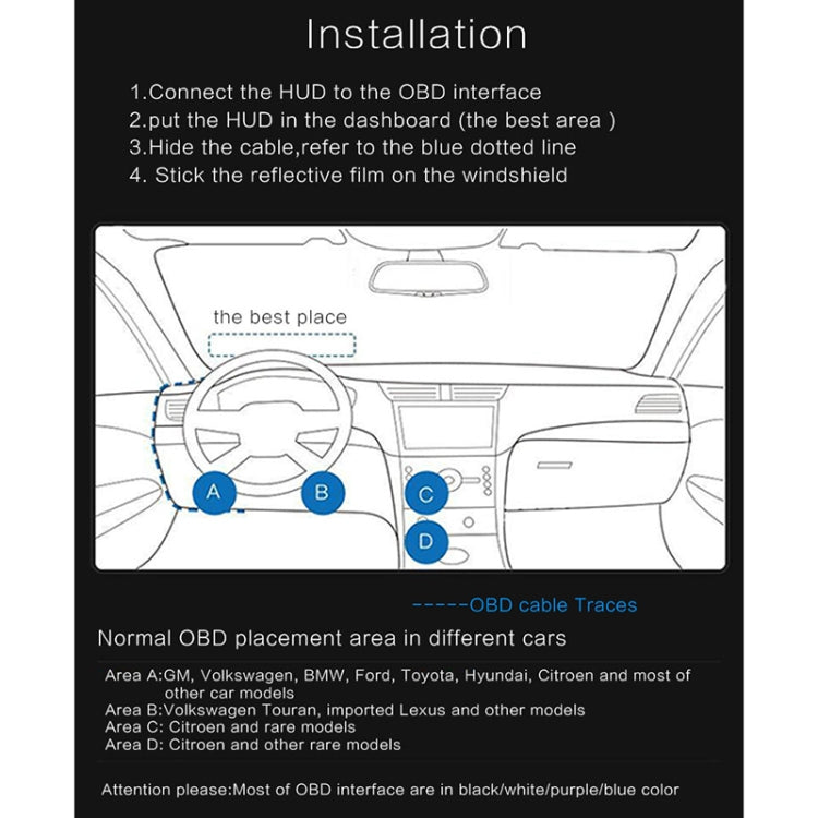 D5000 OBD2 5 นิ้วติดรถยนต์ Head Up Display ระบบรักษาความปลอดภัย, รองรับความเร็วรถ / เครื่องยนต์แสดงความเร็วรอบ / อุณหภูมิของน้ำ / แรงดันแบตเตอรี่ / รหัสการตรวจจับและกำจัดข้อผิดพลาด, D5000