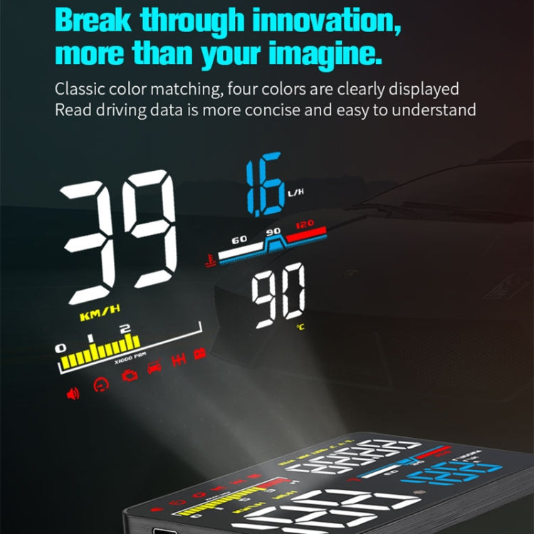 D5000 OBD2 5 นิ้วติดรถยนต์ Head Up Display ระบบรักษาความปลอดภัย, รองรับความเร็วรถ / เครื่องยนต์แสดงความเร็วรอบ / อุณหภูมิของน้ำ / แรงดันแบตเตอรี่ / รหัสการตรวจจับและกำจัดข้อผิดพลาด, D5000