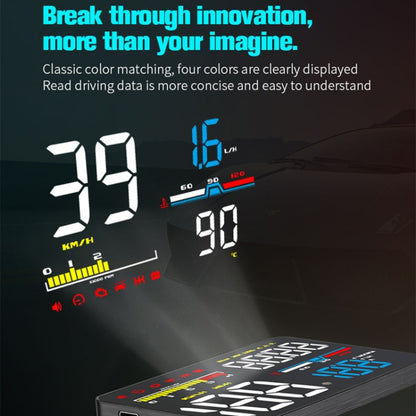 D5000 OBD2 5 นิ้วติดรถยนต์ Head Up Display ระบบรักษาความปลอดภัย, รองรับความเร็วรถ / เครื่องยนต์แสดงความเร็วรอบ / อุณหภูมิของน้ำ / แรงดันแบตเตอรี่ / รหัสการตรวจจับและกำจัดข้อผิดพลาด, D5000