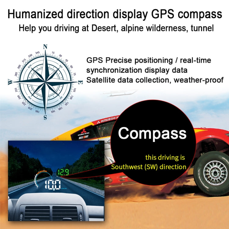 Q5 GPS ระบบรักษาความปลอดภัยจอแสดงผล Head Up ที่ติดตั้งบนยานพาหนะขนาด 4 นิ้วรองรับความเร็วและทิศทางและระยะทาง / กิโลเมตรในการขับขี่ /, Q5
