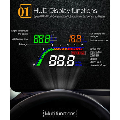 T100 OBD2 ระบบรักษาความปลอดภัยจอแสดงผล Head Up ที่ติดตั้งบนยานพาหนะขนาด 4 นิ้วรองรับความเร็วของรถ / การแสดงความเร็วรอบเครื่องยนต์ / การสิ้นเปลืองน้ำมันเชื้อเพลิงทันที / การตรวจจับและกำจัดรหัสข้อผิดพลาด, T100