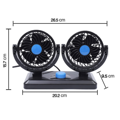 HUXIN HX-T303 6.5W 360 องศาปรับหมุนสองหัวเสียงรบกวนต่ำมินิไฟฟ้าพัดลม,DC12V, HX-T303