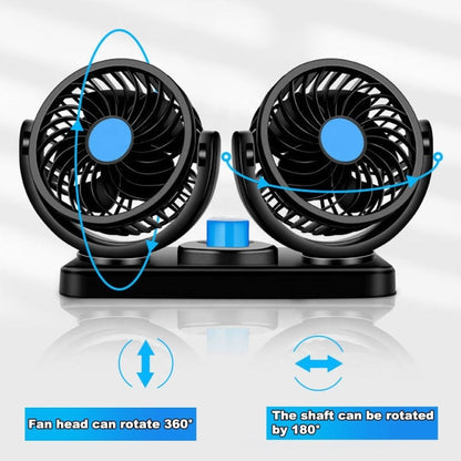 HUXIN HX-T303 6.5W 360 องศาปรับหมุนสองหัวเสียงรบกวนต่ำมินิไฟฟ้าพัดลม,DC12V, HX-T303