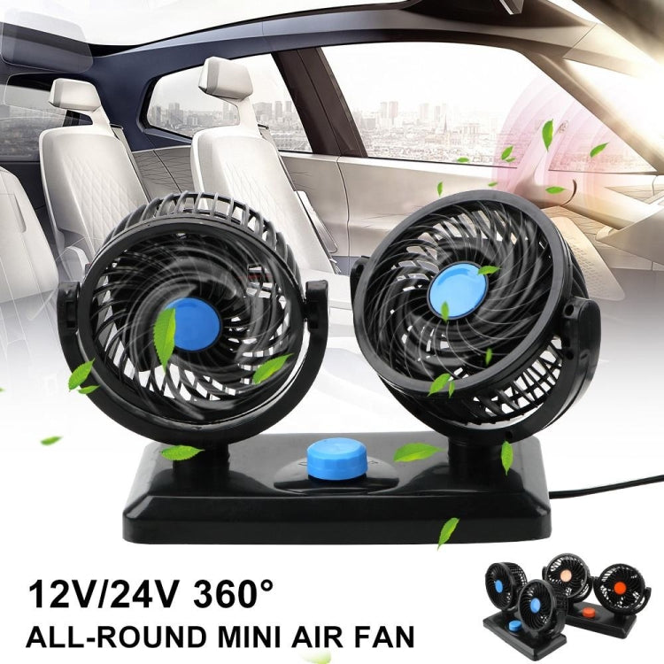 HUXIN HX-T303 6.5W 360 องศาปรับหมุนสองหัวเสียงรบกวนต่ำมินิไฟฟ้าพัดลม,DC12V, HX-T303