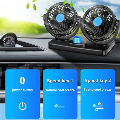 HUXIN HX-T303 6.5W 360 องศาปรับหมุนสองหัวเสียงรบกวนต่ำมินิไฟฟ้าพัดลม,DC12V, HX-T303