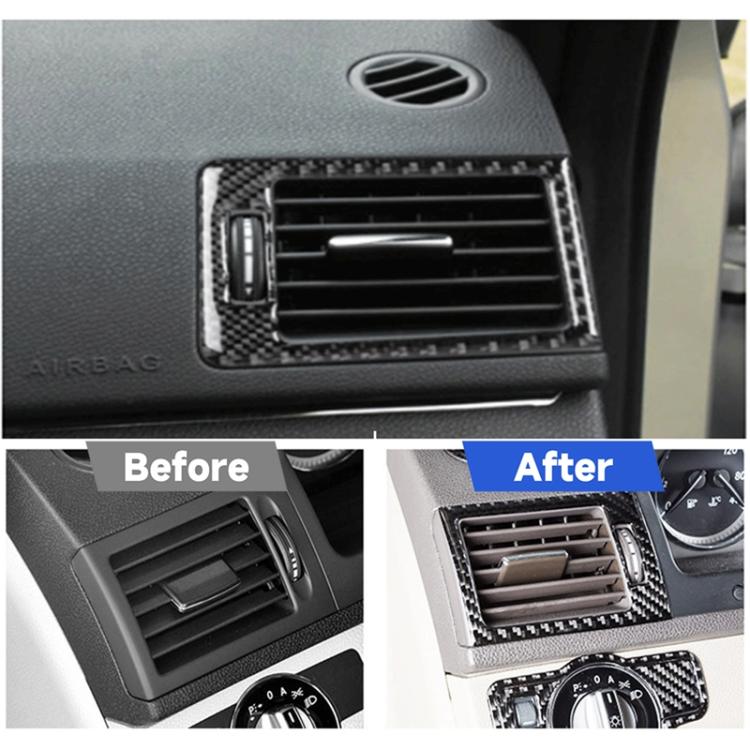 2 ชิ้นแดชบอร์ดรถด้านขวาและซ้าย Air Outlet กรอบคาร์บอนไฟเบอร์สติกเกอร์ตกแต่งสำหรับ Mercedes-Benz W204, Dashboard Right and Left Air Outlet Frame