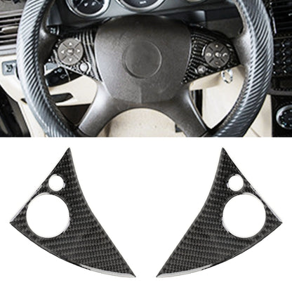 2 ชิ้นรถพวงมาลัยปุ่มคาร์บอนไฟเบอร์สติกเกอร์ตกแต่งสำหรับ Mercedes-Benz W204, Steering Wheel Button