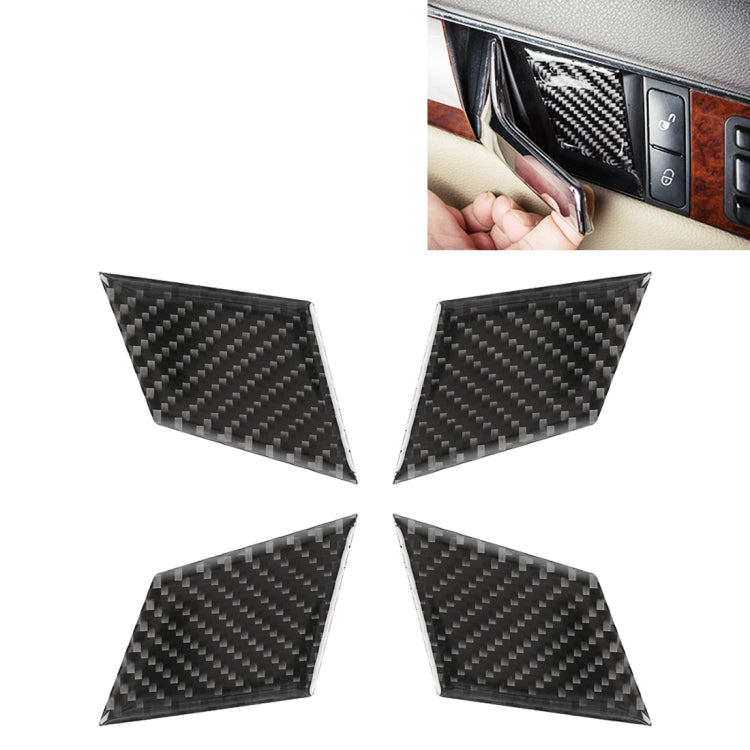 4 ชิ้นประตูรถที่จับด้านในข้อมือแผงคาร์บอนไฟเบอร์สติกเกอร์ตกแต่งสำหรับ Mercedes-Benz W204, Door Inner Handle Wrist Panel