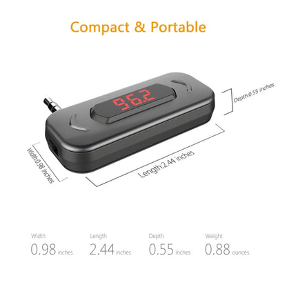 Doosl DSER116 เครื่องส่งสัญญาณ FM ในรถยนต์มัลติฟังก์ชั่นเครื่องรับสัญญาณเพลงไร้สายพร้อมแจ็ค 3.5 มม. และจอแสดงผล LCD รองรับการโทรแบบแฮนด์ฟรี, DSER116