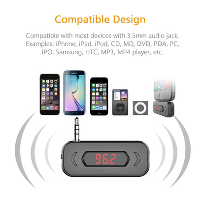 Doosl DSER116 เครื่องส่งสัญญาณ FM ในรถยนต์มัลติฟังก์ชั่นเครื่องรับสัญญาณเพลงไร้สายพร้อมแจ็ค 3.5 มม. และจอแสดงผล LCD รองรับการโทรแบบแฮนด์ฟรี, DSER116
