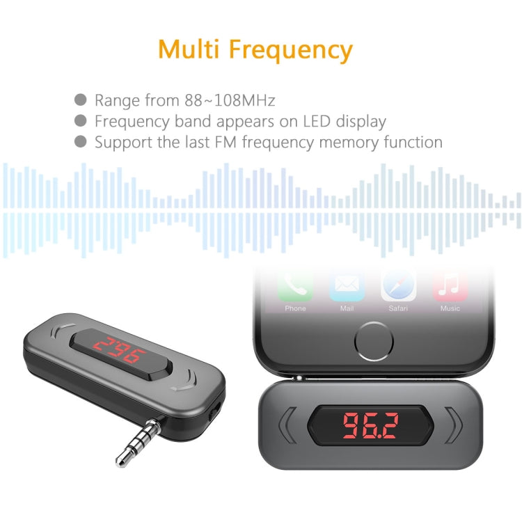 Doosl DSER116 เครื่องส่งสัญญาณ FM ในรถยนต์มัลติฟังก์ชั่นเครื่องรับสัญญาณเพลงไร้สายพร้อมแจ็ค 3.5 มม. และจอแสดงผล LCD รองรับการโทรแบบแฮนด์ฟรี, DSER116