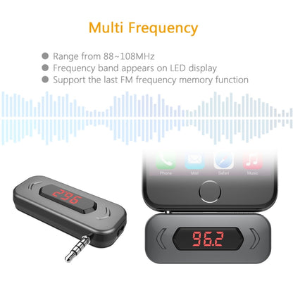Doosl DSER116 เครื่องส่งสัญญาณ FM ในรถยนต์มัลติฟังก์ชั่นเครื่องรับสัญญาณเพลงไร้สายพร้อมแจ็ค 3.5 มม. และจอแสดงผล LCD รองรับการโทรแบบแฮนด์ฟรี, DSER116