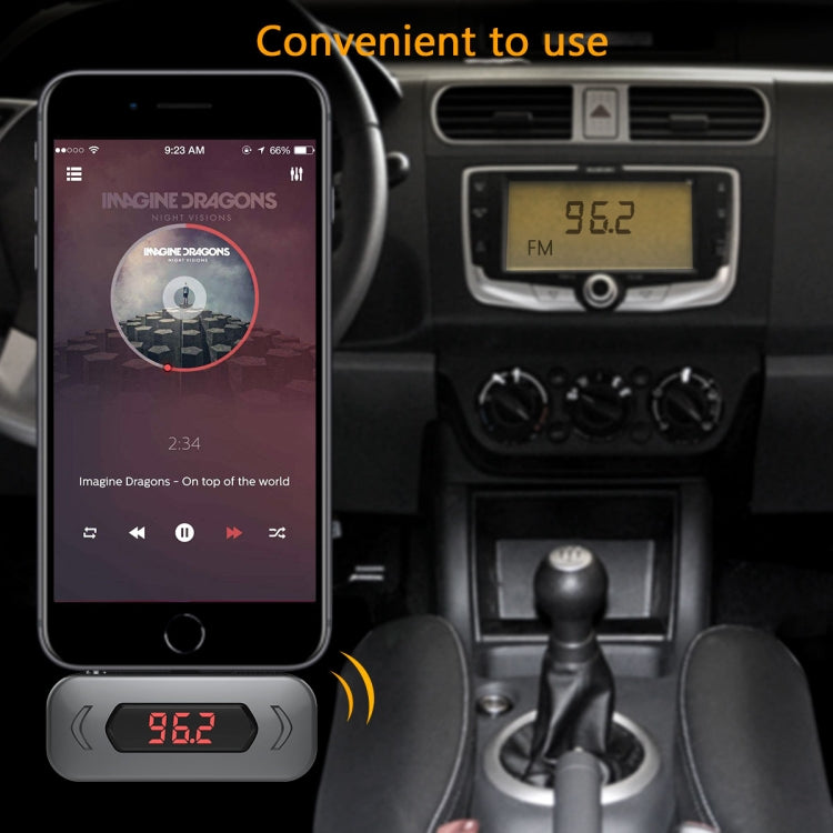 Doosl DSER116 เครื่องส่งสัญญาณ FM ในรถยนต์มัลติฟังก์ชั่นเครื่องรับสัญญาณเพลงไร้สายพร้อมแจ็ค 3.5 มม. และจอแสดงผล LCD รองรับการโทรแบบแฮนด์ฟรี, DSER116