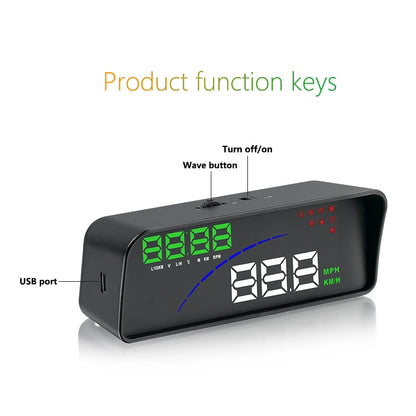 P9 HUD 3.6 นิ้วรถ OBD2 มิเตอร์ดิจิตอลอัจฉริยะพร้อมหลายสี, ความเร็วและ RPM และอุณหภูมิของน้ำ & การใช้น้ำมัน & ระยะทางในการขับขี่ / การแสดงเวลาและแรงดันไฟฟ้า, สัญญาณเตือนความเร็วเกิน, สัญญาณเตือนแรงดันต่ำ, การสลับกิโลเมตรและไมล์, ฟังก์ชั่นเซ็นเซอร์วัดแสง...