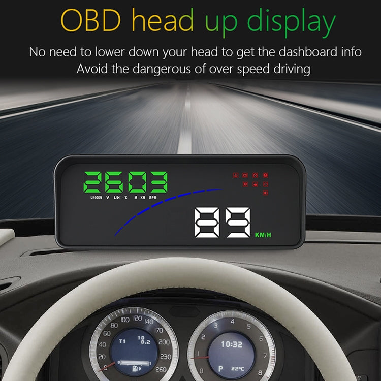 P9 HUD 3.6 นิ้วรถ OBD2 มิเตอร์ดิจิตอลอัจฉริยะพร้อมหลายสี, ความเร็วและ RPM และอุณหภูมิของน้ำ & การใช้น้ำมัน & ระยะทางในการขับขี่ / การแสดงเวลาและแรงดันไฟฟ้า, สัญญาณเตือนความเร็วเกิน, สัญญาณเตือนแรงดันต่ำ, การสลับกิโลเมตรและไมล์, ฟังก์ชั่นเซ็นเซอร์วัดแสง...