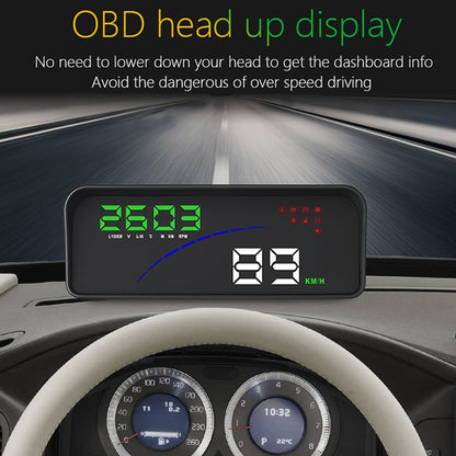 P9 HUD 3.6 นิ้วรถ OBD2 มิเตอร์ดิจิตอลอัจฉริยะพร้อมหลายสี, ความเร็วและ RPM และอุณหภูมิของน้ำ & การใช้น้ำมัน & ระยะทางในการขับขี่ / การแสดงเวลาและแรงดันไฟฟ้า, สัญญาณเตือนความเร็วเกิน, สัญญาณเตือนแรงดันต่ำ, การสลับกิโลเมตรและไมล์, ฟังก์ชั่นเซ็นเซอร์วัดแสง...