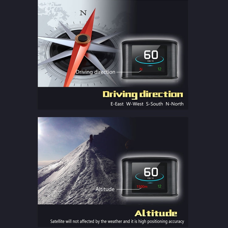 T600 HUD มิเตอร์ดิจิตอลอัจฉริยะติดรถยนต์ GPS ขนาด 2.2 นิ้วพร้อม TFT LCD หลายสี ความเร็วและระยะทางในการขับขี่ / การแสดงเวลาและแรงดันไฟฟ้า สัญญาณเตือนความเร็วเกิน สัญญาณเตือนแรงดันต่ำ การสลับกิโลเมตรและไมล์, T600