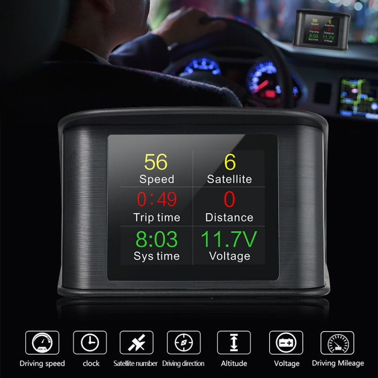 T600 HUD มิเตอร์ดิจิตอลอัจฉริยะติดรถยนต์ GPS ขนาด 2.2 นิ้วพร้อม TFT LCD หลายสี ความเร็วและระยะทางในการขับขี่ / การแสดงเวลาและแรงดันไฟฟ้า สัญญาณเตือนความเร็วเกิน สัญญาณเตือนแรงดันต่ำ การสลับกิโลเมตรและไมล์, T600