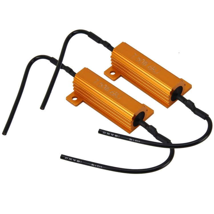 2 ชิ้นรถ Canbus ข้อผิดพลาดตัวถอดรหัสตัวถอดรหัสโหลดตัวต้านทาน LED 50 วัตต์ 6 โอห์มไม่มีตัวถอดรหัสกระพริบ, 50W 6 Ohm
