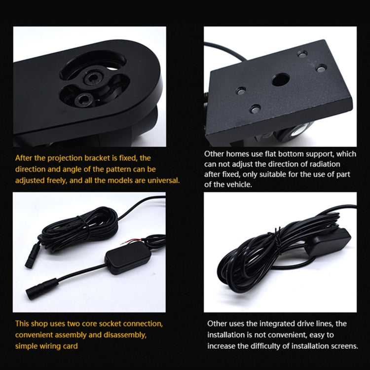 2 ชิ้น DC 8-36 โวลต์ผีเงามารยาทปีกนางฟ้าฉายโคมไฟประตูรถ LED ไฟต้อนรับ, Cold Blue, Blue, Red, White