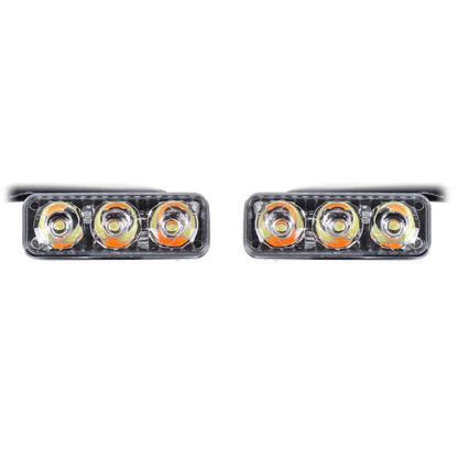 2 ชิ้น DC 12V 6W 400 LM 6000K Tri Circular รถ DRL และไฟเลี้ยว (แสงสีขาว + แสงสีเหลือง) ความยาวสายเคเบิล: 50 ซม., DC 12V 6W 400 LM 6000K