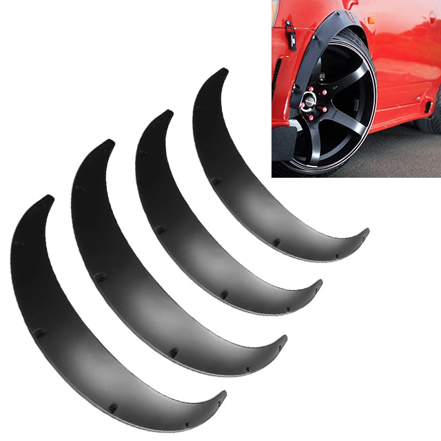4 PCS รถ Universal Fender Flares คิ้วล้อสีดำไม่ทาสีคิ้วล้อ, Black Not Painted