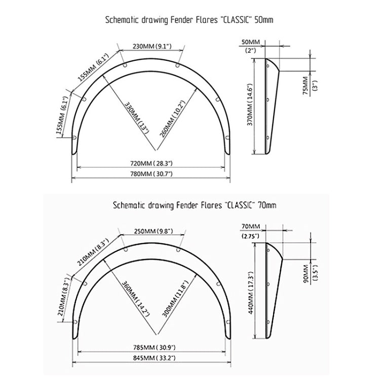 4 PCS รถ Universal Fender Flares คิ้วล้อสีดำไม่ทาสีคิ้วล้อ, Black Not Painted