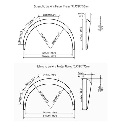 4 PCS รถ Universal Fender Flares คิ้วล้อสีดำไม่ทาสีคิ้วล้อ, Black Not Painted