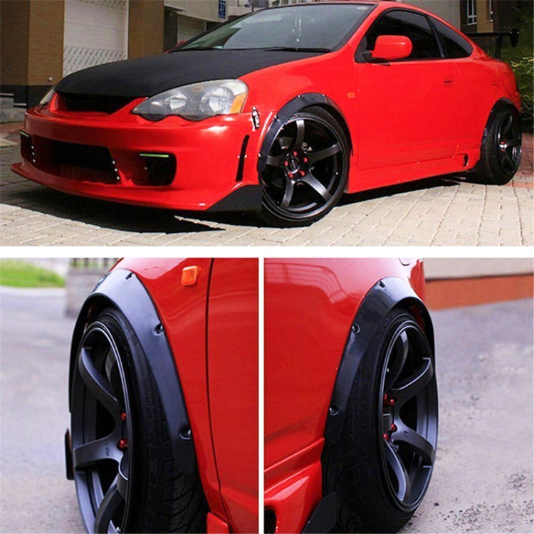 4 PCS รถ Universal Fender Flares คิ้วล้อสีดำไม่ทาสีคิ้วล้อ, Black Not Painted