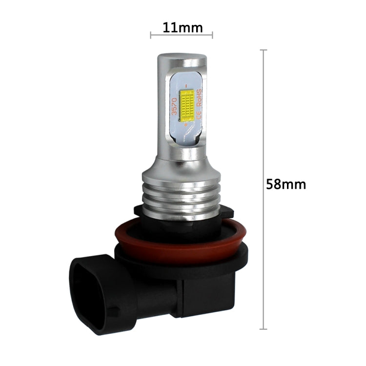2 ชิ้น H8/H11 72W 1000LM 6000-6500K หลอดไฟ LED หมอกรถสีขาวสว่างเป็นพิเศษ DC 12-24V, H8/H9/H10/H11, H8/H11
